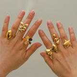 Minimalist 18K Gold Plated Stainless Steel Open Ring – Waterproof, Elegant Statement Jewelry for Women