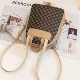 Checkered Pattern Shoulder Backpack – Large Capacity Crossbody Handbag for Women