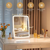 Rechargeable LED Makeup Mirror with 3-Color Lighting & Touch Control – Portable Vanity Mirror