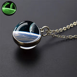 Vintage Glow-in-the-Dark Round Pendant Necklace – Unisex Metal Design
