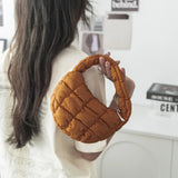 Mini Dumpling Shaped Linen Bag with Zipper Pocket – Soft Baguette Tote for Everyday Use