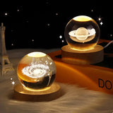 3D Crystal Galaxy Night Light - LED Planetary Lamp for Bedroom Decor