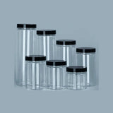 Airtight Clear Plastic Storage Jar – Sealed Food Container with Black Lid