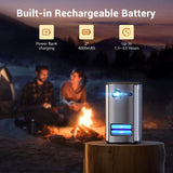 Portable 3D Mini Projector with Auto Focus, 4K Support, and Built-in Battery