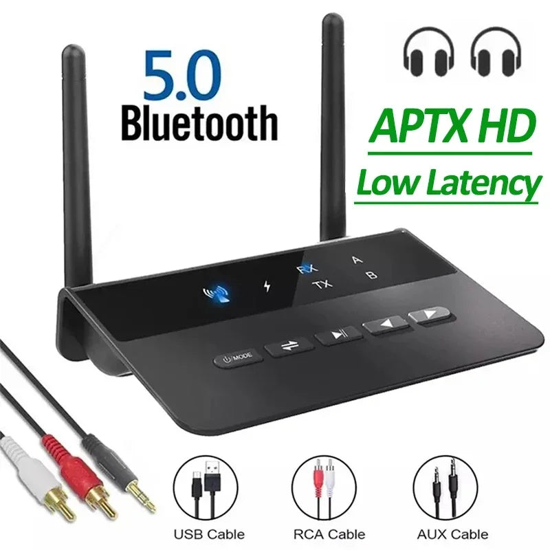 80M Long-Range Bluetooth 5.0 Transmitter & Receiver – Low Latency Wireless Audio Adapter