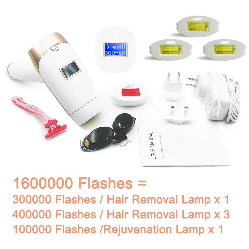 Painless IPL Laser Hair Removal Device with Rejuvenation – 2-in-1 Replaceable Lamp for Permanent Results