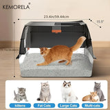Caja de arena para gatos cerrada de acero inoxidable XL: diseño de doble entrada con pala para una limpieza fácil