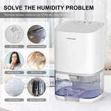 Compact Portable Dehumidifier for Small Rooms – Quiet Moisture Remover with Auto Shut-Off & LED Night Light