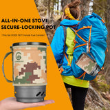 Compact Outdoor Gas Stove with Integrated Cooking Pot & Ignition
