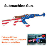 Military-Themed 3D Wooden Puzzle - DIY Gun Model Building Kit for Kids & Adults