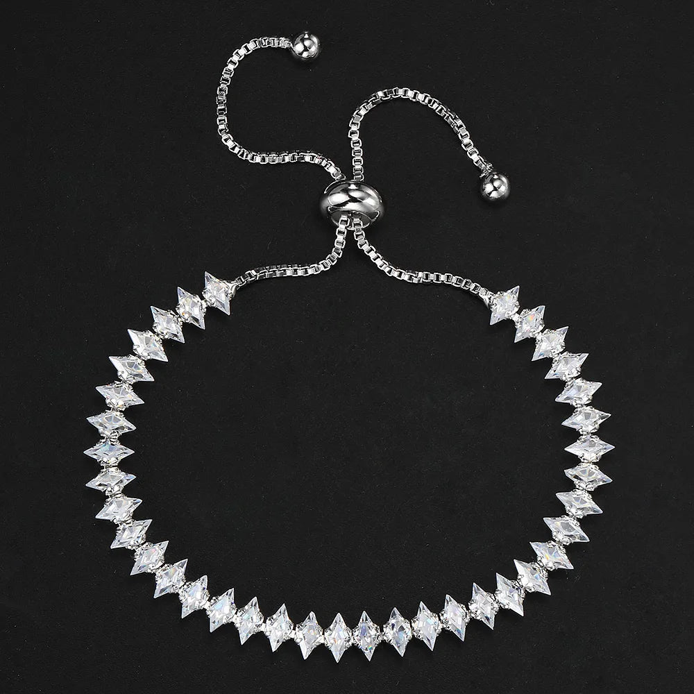 Geometric Charm Bracelet with Cubic Zirconia for Women