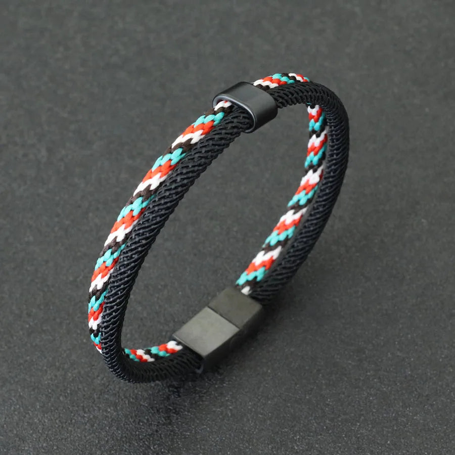 Men's Stainless Steel Rope Chain Bracelet – Bohemian Style Charm Bracelet for Father’s Day and Gifts