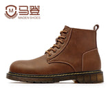 Men's Leather Winter Boots – Comfortable Ankle Work Boots with Anti-Slip Sole
