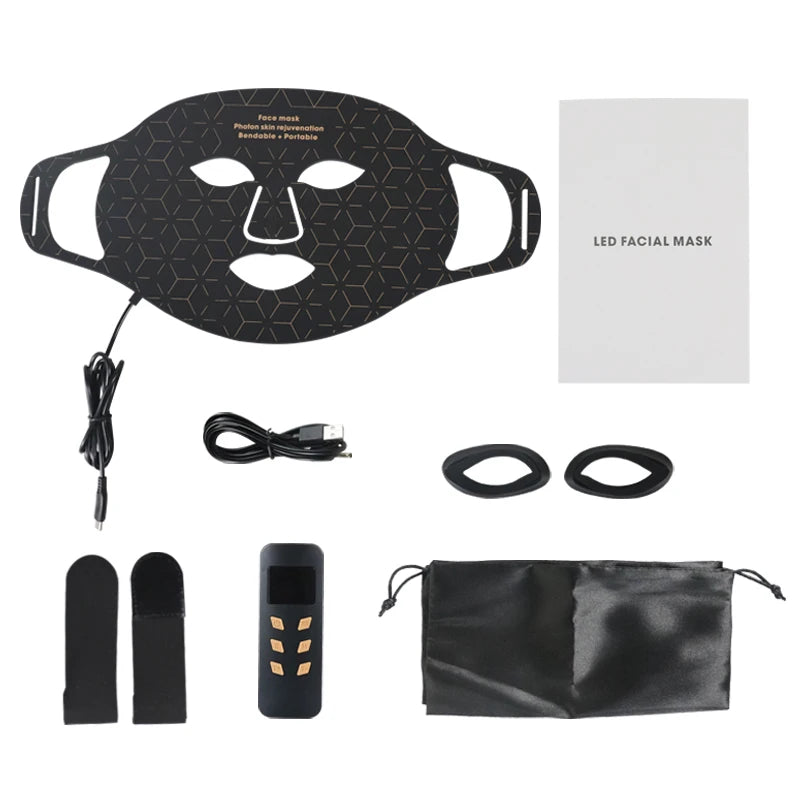 Silicone LED Light Therapy Mask for Face & Neck – Anti-Aging, Acne Removal & Skin Rejuvenation