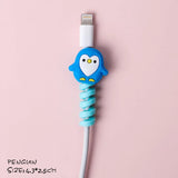 Juego de 4 protectores de cable con dibujos de animales, minicubierta para cable y enrollador de cable de carga