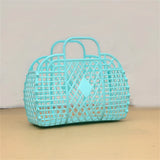 Bolsa de gran capacidad, bolsa de playa hueca, bolsa de mano portátil para vacaciones, cesta de baño portátil de plástico reutilizable y fácil de limpiar