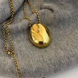 Large Geometric Water Drop Pendant Necklace – Stainless Steel Sweater Chain for Women