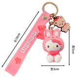 Sanrio Hello Kitty Keychain Set - Cute Kuromi & Cinnamoroll Keyrings for Girls