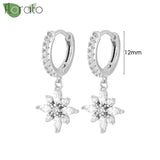 Sterling Silver Zircon Hoop Earrings for Women – Elegant Star & Heart Design