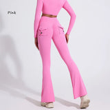 High Waist Flared Yoga Pants for Women – Butt-Lifting Fitness Leggings with Utility Pockets