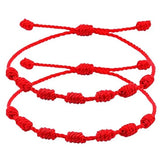 Pulsera ajustable de la suerte para parejas, tejida a mano, de color rojo, de algodón y lino, con diseño clásico de dijes