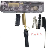 2-in-1 Electric Hot Comb & Hair Straightener - Adjustable Temperature Styling Tool for Wet & Dry Hair