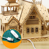 Kit de modelo de villa de madera 3D para armar, con luz, castillo, rompecabezas, juguete para niños y adultos, kit de modelos para armar, decoración de escritorio para regalo