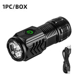 Compact USB Rechargeable LED Flashlight – Portable Tactical Torch with Magnetic Base