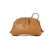 Women's PU Leather Dumpling Shoulder Bag – Elegant Ruched Crossbody & Clutch Handbag