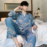 Men’s Silk Satin Pajama Set – Lightweight Luxury Sleepwear with Turn-Down Collar