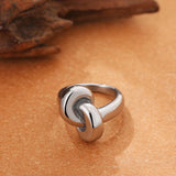 Stainless Steel Irregular Geometric Knot Ring – Trendy Minimalist Statement Jewelry for Women