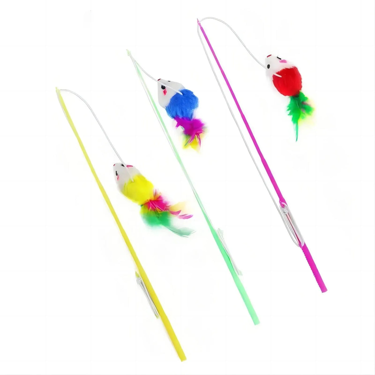 Interactive Cat Teaser Wand Toy with Colorful Ribbons & Feathers