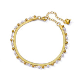 Pulsera de acero inoxidable con dijes de moda para mujer: diseño de plantas con cierre de pinza de langosta