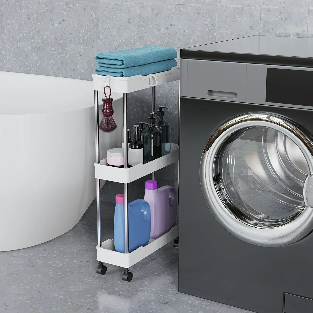 Estante de almacenamiento para baño con ruedas, carrito multicapa con ruedas