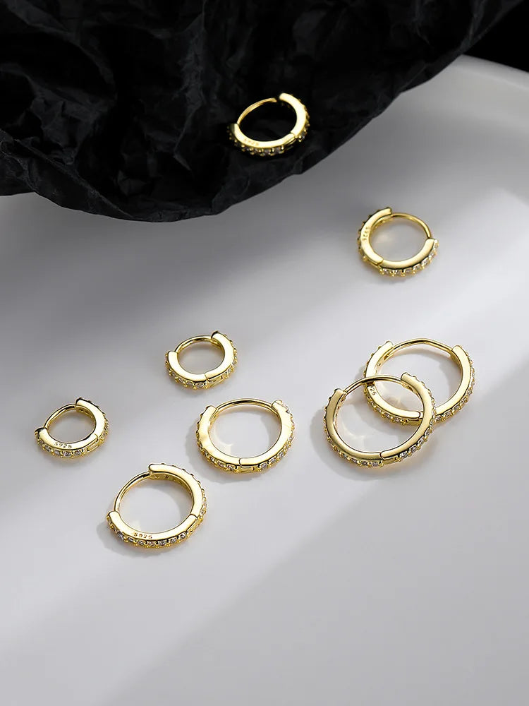 Elegant Zircon Hoop Earrings – Classic Silver Jewelry for Women