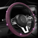 Funda para volante con brillantes diamantes de imitación, antideslizante, interior de franela, ajuste universal (37-38 cm)