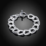 Pulsera con dijes de plata de ley 925: diseño geométrico clásico para ocasiones especiales, bodas y unisex