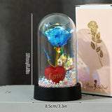 Eternal Silk Rose in Glass Dome with LED Light – Romantic Valentine’s Day Gift & Home Decor