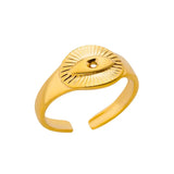 Minimalist Geometric Stainless Steel Ring – Elegant Gold-Tone Adjustable Band