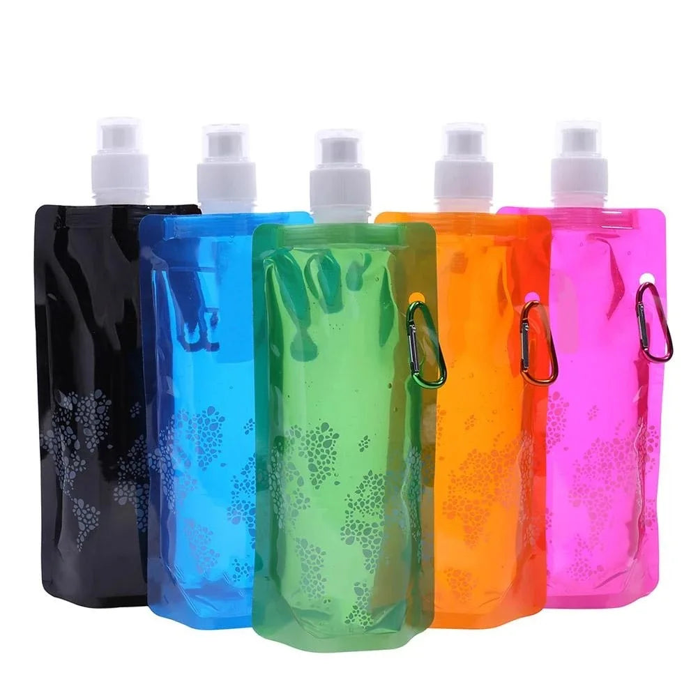 Portable Folding Water Bottle – 0.5L Outdoor Sports Water Bag for Camping and Hiking
