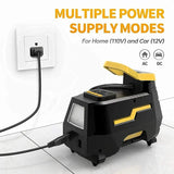 High-Power Portable Air Compressor Pump with Digital Pressure Gauge & LED Light for Car and Home