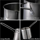 Freidora de acero inoxidable con cesta | Olla pequeña multifuncional para freír y cocinar