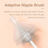 360° Rotating 3-in-1 Silicone Baby Bottle & Pacifier Cleaning Brush Set – BPA-Free, Soft & Durable