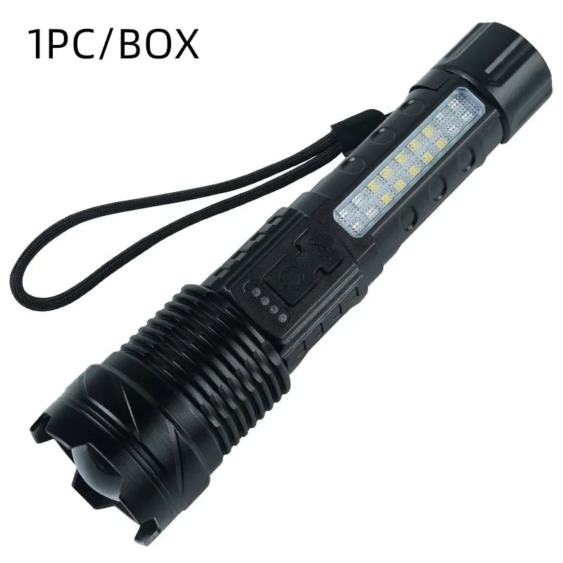 30W Rechargeable COB LED Flashlight – Ultra-Bright Portable Light with Power Display