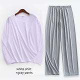 Men’s Solid Color Polyester Spandex Pajamas – Lightweight & Comfortable Sleepwear