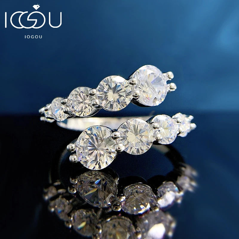 3.26 Carat Moissanite Wedding Ring – 925 Sterling Silver Eternity Band with GRA Certificate