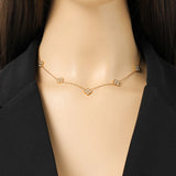 316L Stainless Steel Clover Necklace for Women - Elegant Zircon Flower Pendant Chain