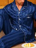 Men’s Long Sleeve Pajama Set – Lightweight Turn-Down Collar Loungewear with Full Coverage Comfort