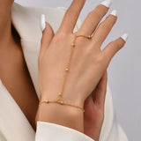 Boho Chain Bracelet with Finger Ring – Trendy Hand Jewelry for Women