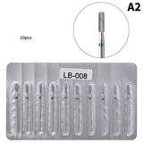 10-Piece Diamond Nail Drill Bit Set for Manicure & Pedicure – Professional Quality for Acrylic & Gel Nails